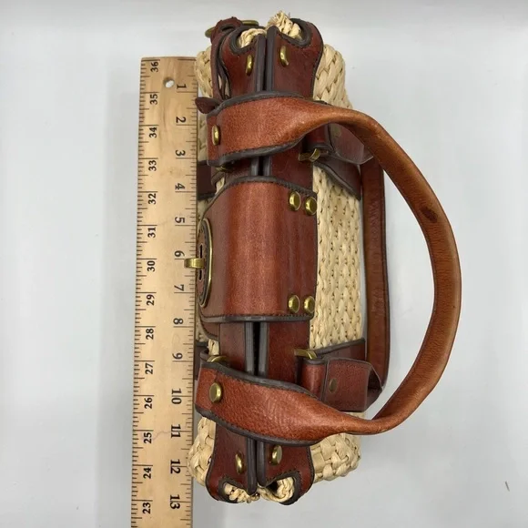New Fossil Vintage Reissue Large Woven Straw Leather Trim Handbag, $198 - Picture 13 of 15